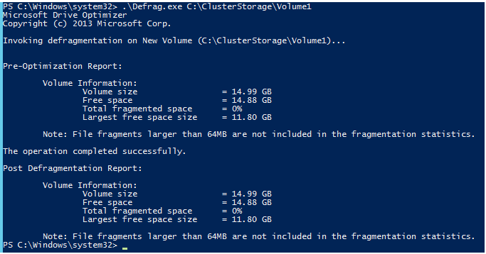 Cluster Shared Volume (CSV)  Chkdsk ve Defrag